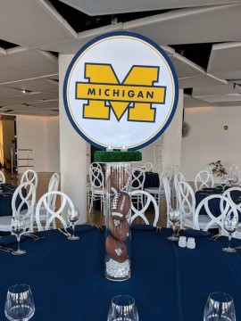 Michigan Themed Logo Centerpiece with Turf Base and LED Footballs