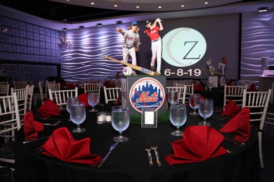 Baseball Themed Cube Centerpiece with Team Logos & Player Cutouts