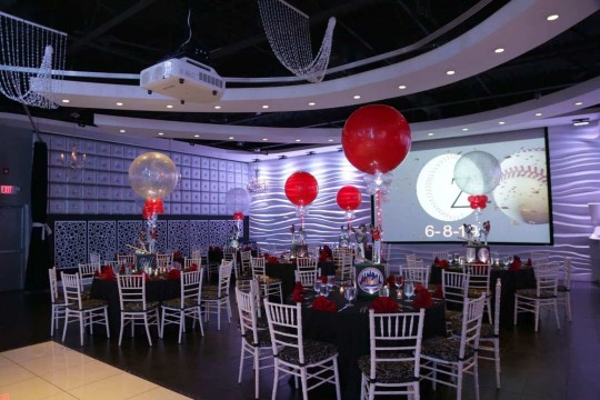 Sports Themed Centerpieces with 3' Balloons & LED Lights at Vegas, NJ