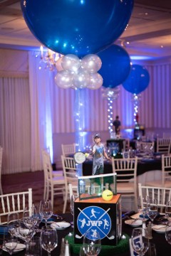 Custom Logo Cube with Tennis Themed Topper for Sports Themed Bar Mitzvah