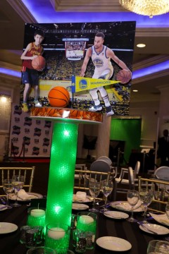 Basketball Themed LED Diorama Centerpiece with Stadium Background & Cutout Players