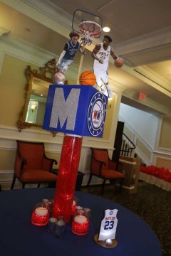 Sixers Themed Basketball Centerpieces with Custom Logo & Player Cutouts