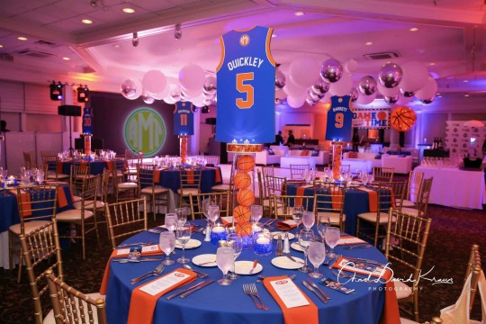 LED Basketball Jersey Centerpiece for Knicks Themed Bar Mitzvah