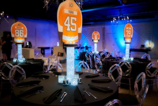 Jersey LED Centerpiece for Hockey Theme Bar Mitzvah at Industry Lounge, NY