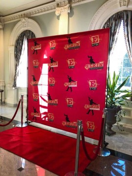 Broadway Themed Step & Repeat Entrance with Red Carpet and Stanchions at The Rockleigh, NJ