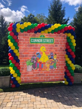Sesame Street Custom Backdrop with Balloon Arch  for First Birthday
