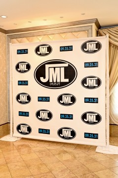 Custom Vinyl Step and Repeat Backdrop with Logo and Date as Photo Op for Bar Mitzvah