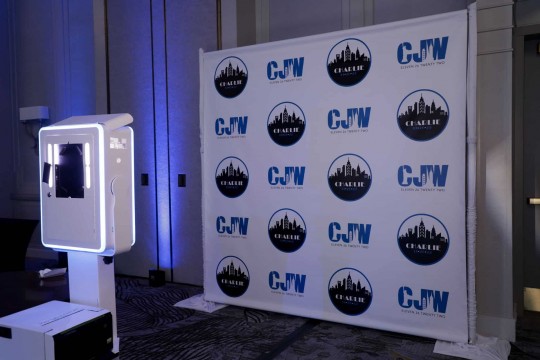 NYC Themed Step & Repeat with Custom Logos for Bar Mitzvah Photo Booth