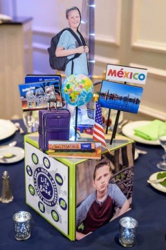 Travel Themed Centerpiece for Everything Boy Bar Mitzvah
