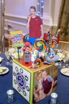Candy Themed Centerpiece for Everything Boy Bar Mitzvah