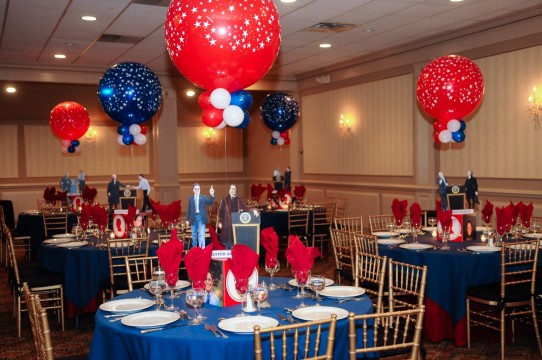 Presidents Themed Centerpiece with Alternating Blue & Red Balloons & White Stars