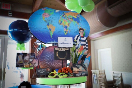 Travel Themed Diorama Centerpiece with Custom Cutouts for Everything Boy Themed Bar Mitzvah
