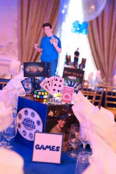 Games Themed Centerpiece with Custom Cutouts for Everything Boy Themed Bar Mitzvah
