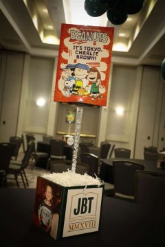 Book Themed Centerpiece with Cube Base & Blowup Book Cover