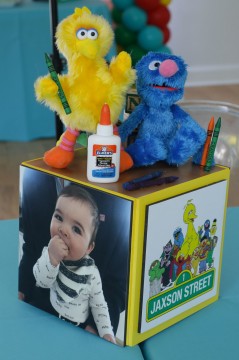 Big Bird & Grover Themed Sesame Street Centerpiece with Custom Logo & Photos