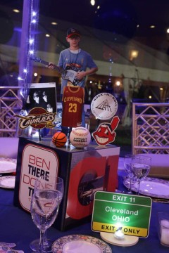 Cleveland Themed Centerpiece for Road Trip Themed Bar Mitzvah
