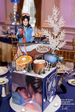 Ski Themed Photo Cube Centerpiece with Cutout Toppers