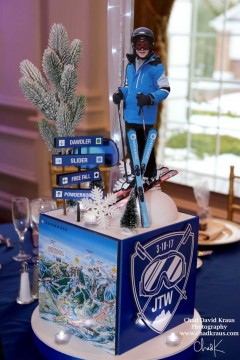 Ski Themed Photo Cube Centerpiece with Cutout Toppers
