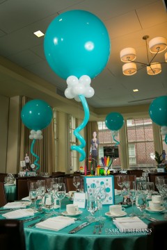 Juggling Themed Centerpiece with Turquoise Balloon