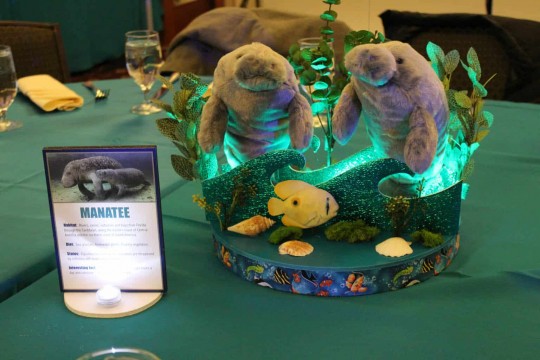Underwater Themed Centerpiece with Plush Manatees & Custom Table Signs