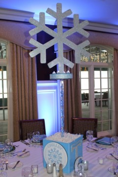 Winter Themed Centerpiece with Sparkled Silhouettes & LED Lighting