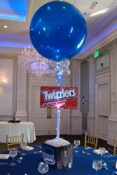 Candy Themed Bar Mitzvah Centerpiece with 3D Candy Posters & 36" Balloons