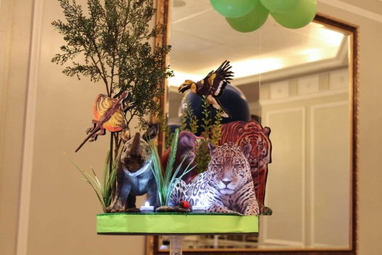Animal Themed Diorama Centerpiece with Plush Characters & Cutouts