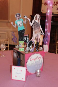 Music Themed Photo Cube Centerpiece for Everything Girl Bat Mitzvah