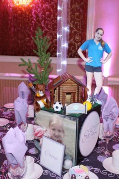 Camp Themed Photo Cube Centerpiece with Custom Logo & 3D Topper