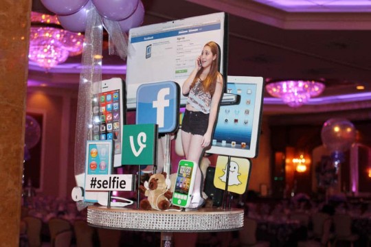 Technology Themed Diorama Centerpiece for Everything Girl Bat Mitzvah