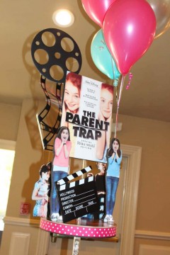 Movie Diorama Centerpiece with Photos of Bat Mitzvah Girl & Movie Characters