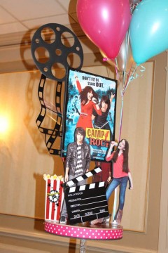 Movie Diorama Centerpiece with Photos of Bat Mitzvah Girl & Movie Characters