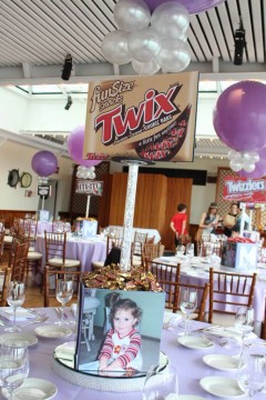 Candy Themed Centerpiece with Custom Logo & Blowup Candy