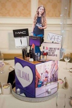 Makeup Themed Centerpiece for Everything Girl Themed Bat Mitzvah