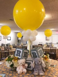 Baby Blocks Initials Centerpiece with Yellow Balloons