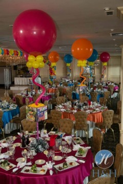 Art Themed Bat Mitzvah with Photo Cube Centerpieces & Paddle Balloons