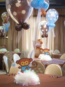 Baby Shower Centerpiece with Monkey Cutouts
