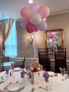 Bear Themed Cube Centerpiece with Plush Teddy for First Birthday