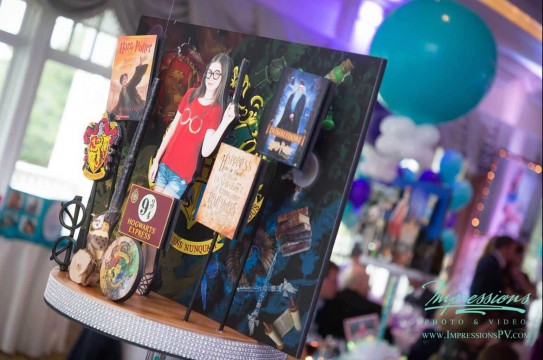 Harry Potter Diorama Centerpiece with Photos & Cutouts for Travel Themed Bat Mitzvah