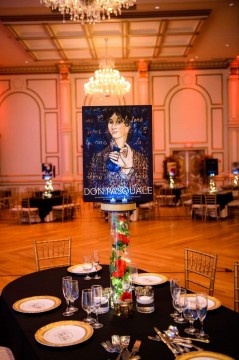 Opera Themed Centerpiece with Roses & Twinkle Lights at The Tides Estate