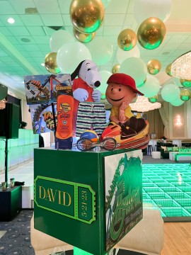 Snoopy Themed Centerpiece for Amusement Park Themed Bar Mitzvah
