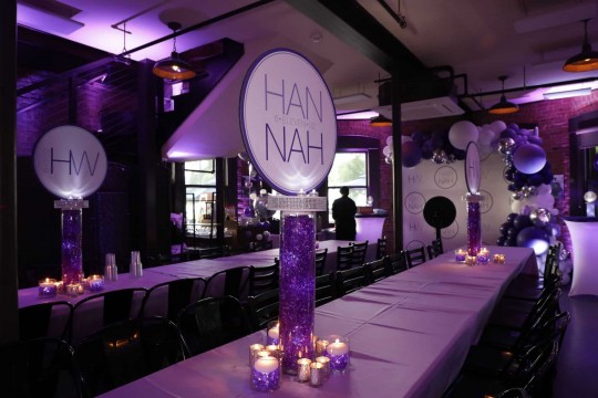 Purple Uplighting for Bat Mitzvah at Hudson Social