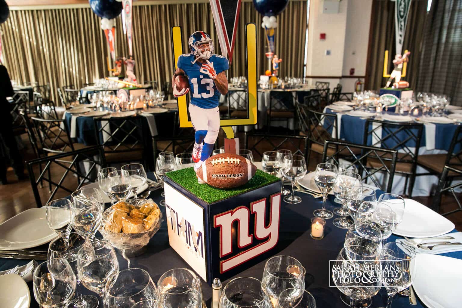 Sporting Events - Above the Rest Event Designs  Sports banquet  centerpieces, Banquet centerpieces, Banquet decorations